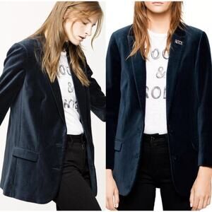 B45 Zadig & Voltaire Viva Velours Velvet Blazer M Rock Punk Preppy Androgynous
